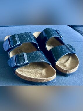 New …Birkenstock Black Double-Strap Suede Sandals